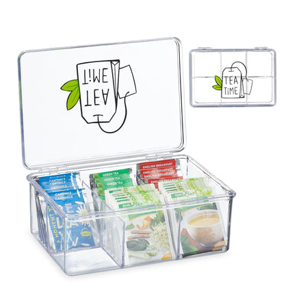 Transparent tea box with 6 compartments