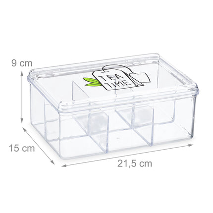 Transparent tea box with 6 compartments