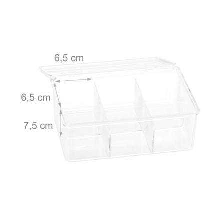 Transparente Teebox mit 6 Fächern