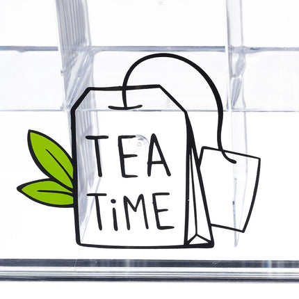 Transparent tea box with 6 compartments