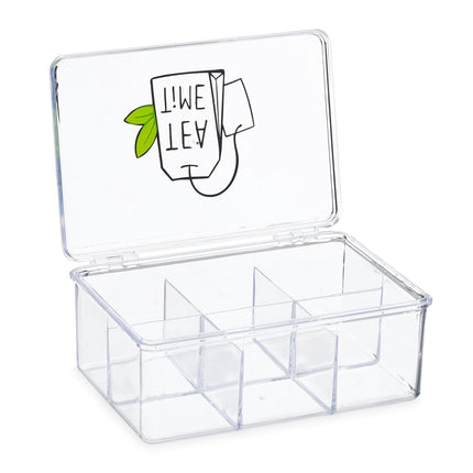 Transparent tea box with 6 compartments