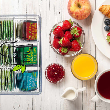 Transparent tea box with 6 compartments