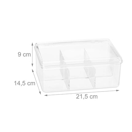 Transparente Teebox mit 6 Fächern