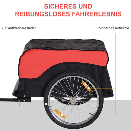 Rot-schwarzer Fahrradlastenanhänger, Transport-Stauraum