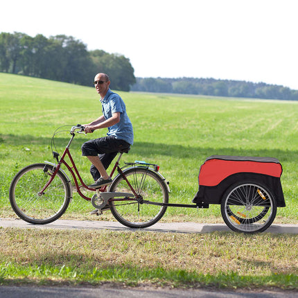 Rot-schwarzer Fahrradlastenanhänger, Transport-Stauraum
