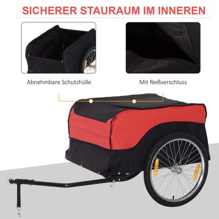 Rot-schwarzer Fahrradlastenanhänger, Transport-Stauraum