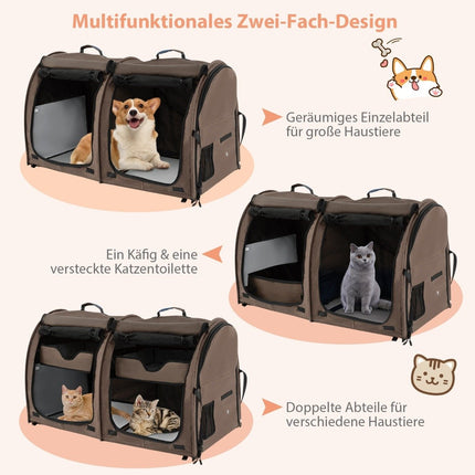 Transport bag with removable hammocks & mattress & cat litter box brown