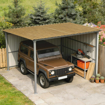 Trapezoidal Roof Sheets Set of 12, Galvanised Steel, 129 x 45 cm, Natural Wood