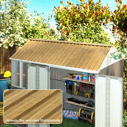 Trapezoidal Roof Sheets Set of 12, Galvanised Steel, 129 x 45 cm, Natural Wood