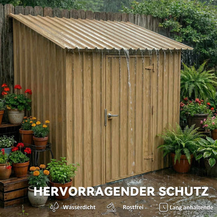 Trapezoidal Roof Sheets Set of 12, Galvanised Steel, 129 x 45 cm, Natural Wood