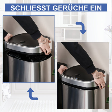 Automatischer 58-Liter-Abfalleimer aus Edelstahl mit Sensor