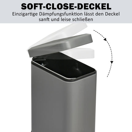 Mülleimer Treteimer 5L mit Deckel und Inneneimer, Grau