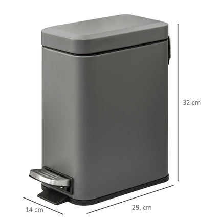 Mülleimer Treteimer 5L mit Deckel und Inneneimer, Grau