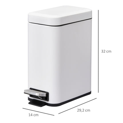 5L white metal pedal container with inner container for office