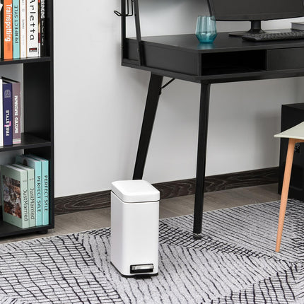 5L white metal pedal container with inner container for office