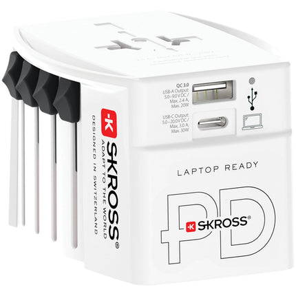 Reiseadapter USB-A+C PD 30W, Universal, ungeerdet