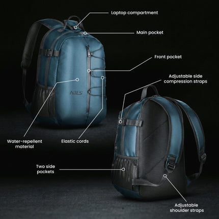 Travel Backpack, 20L PU Laptop Compartment, Blue