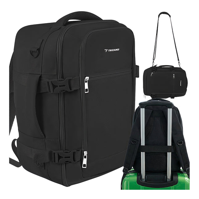 Reiserucksack 40x25x20cm, 20L, Schwarz, 2-in-1 Tasche