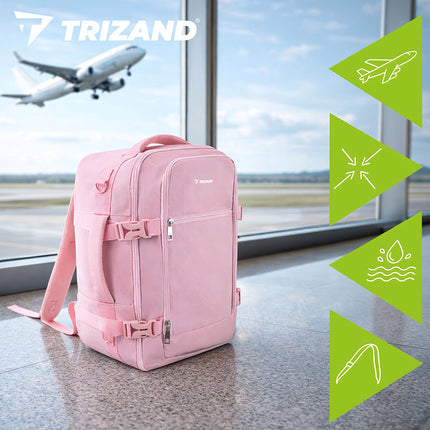 Travel Backpack 40x25x20cm Pink, Lightweight Cabin Bag
