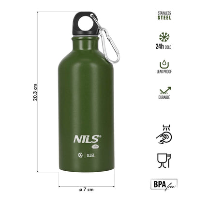 Cestovní lahev 550ml, zelená, nepropustná