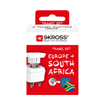 Travel adapter Combo World to South Africa + Europe Grounded