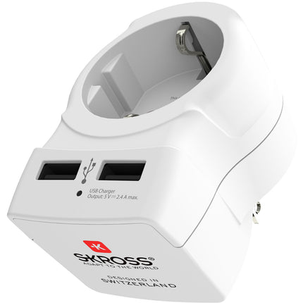 Reiseadapter Europa nach USA etc. 2xUSB-A 12W Geerdet