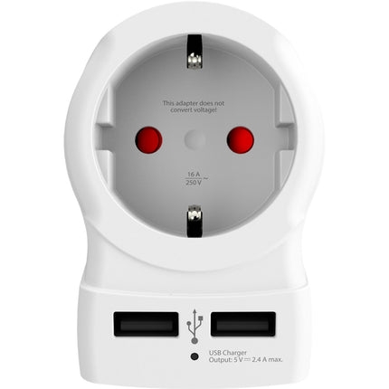 Reiseadapter Europa nach USA etc. 2xUSB-A 12W Geerdet
