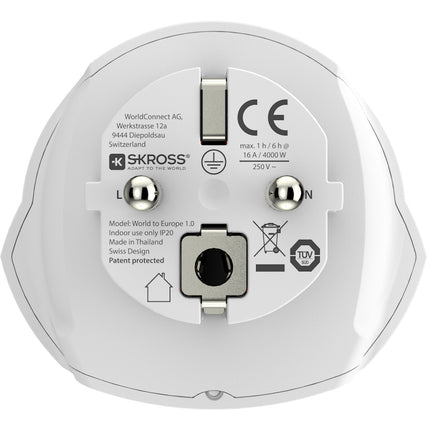 Reiseadapter Welt nach Europa Grounded