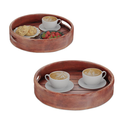 Plateau en bois de manguier, lot de 2 pièces
