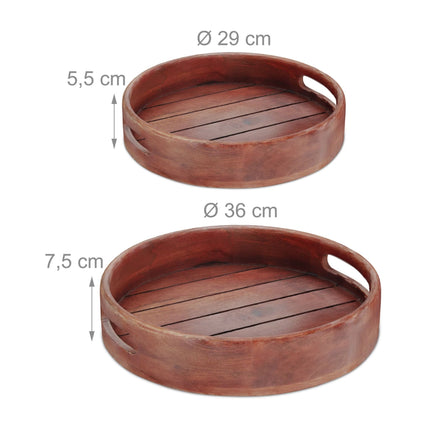 Plateau en bois de manguier, lot de 2 pièces
