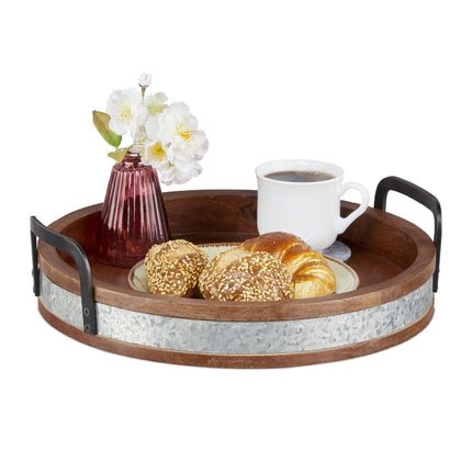 Tablett aus Mangoholz mit Metallkante