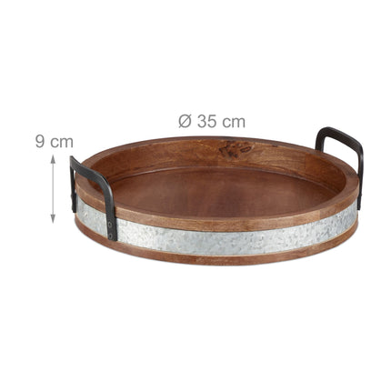 Tablett aus Mangoholz mit Metallkante