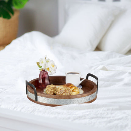 Tablett aus Mangoholz mit Metallkante