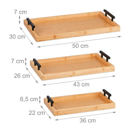 Trays in bamboo - set of 3