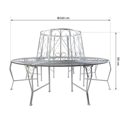 Garden bench in metal 360°, round 160 cm