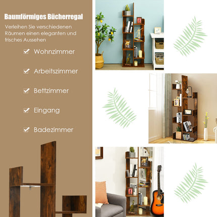 Tree Bookshelf with 8 Shelves, 50 x 25 x 145 cm