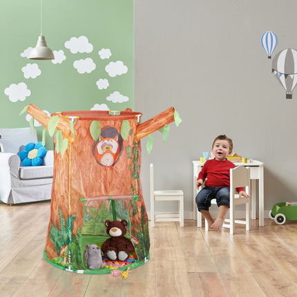 Tree trunk play tent
