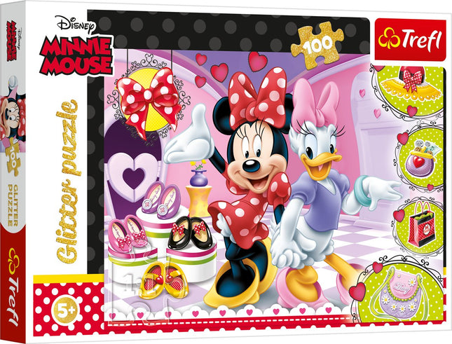 Trefl Disney Glitzer-Puzzle Minnie Maus, 100 Teile
