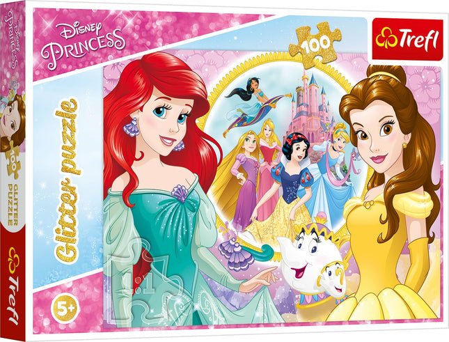 Trefl Disney Prinzessinnen Glitzer-Puzzle, 100 Teile