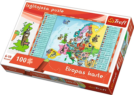 Trefl Educational Puzzle 100 Europe (In Latvian Lang.)
