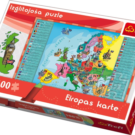 Trefl Educational Puzzle 100 Europe (In Latvian Lang.)