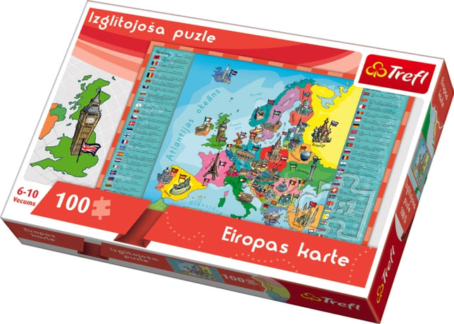 Trefl Lernpuzzle 100 Europa (in lettischer Sprache)