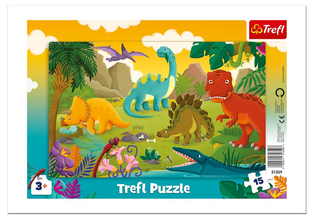 Trefl Rahmenpuzzle Dinosaurier, 15 Teile