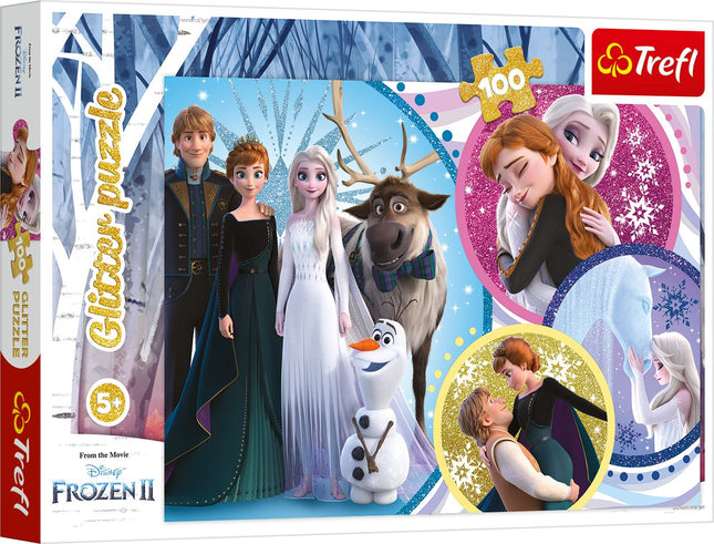 Trefl Frozen Glitzer-Puzzle Die Eiskönigin 2, 100 Teile