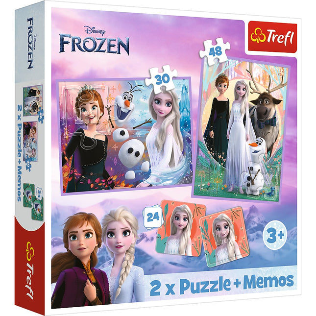 Trefl Frozen Puzzle-Set mit Memo-Karten Die Eiskönigin II