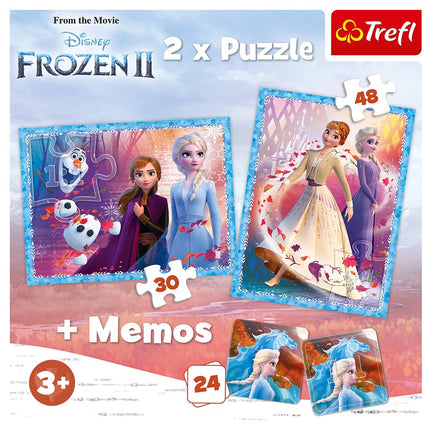 Trefl Frozen Puzzle-Set mit Memo-Karten Die Eiskönigin II