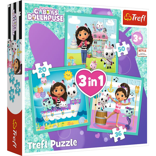 Trefl Gabby’s Dollhouse Puzzle-Set 3in1