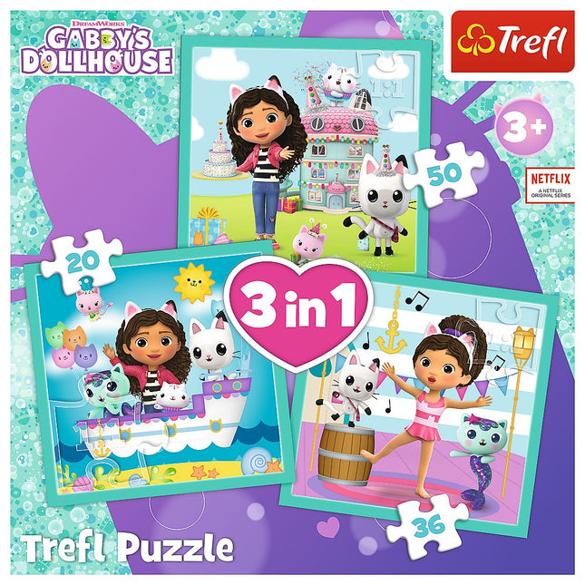 Trefl Gabby’s Dollhouse Puzzle-Set 3in1