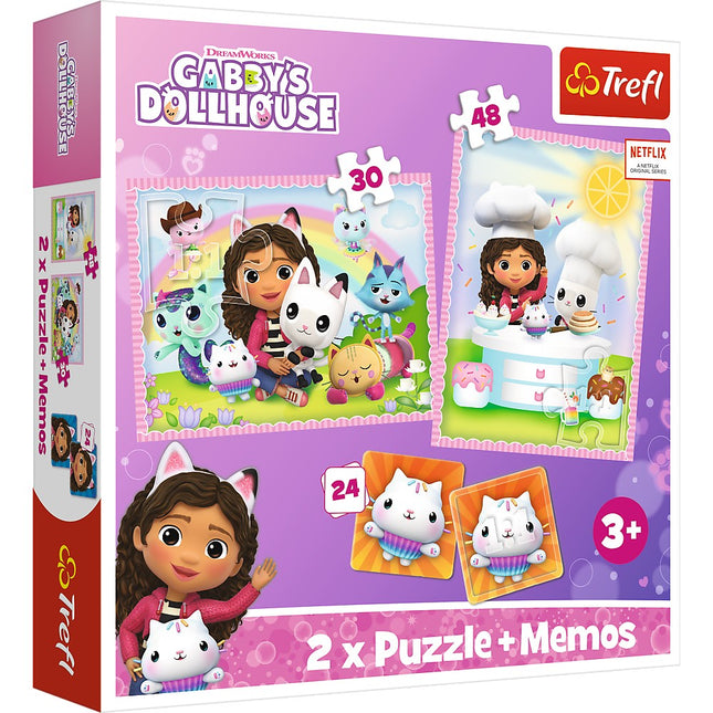 Trefl Gabby's Dollhouse Puzzle-Set mit Memo-Karten