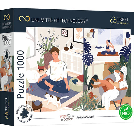 Trefl Prime Puzzle Yoga Katzen Kaffee Seelenfrieden, 1000 Teile